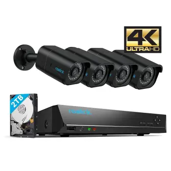 Reolink NVR sæt med 4 stk. 4K PoE kameraer sort